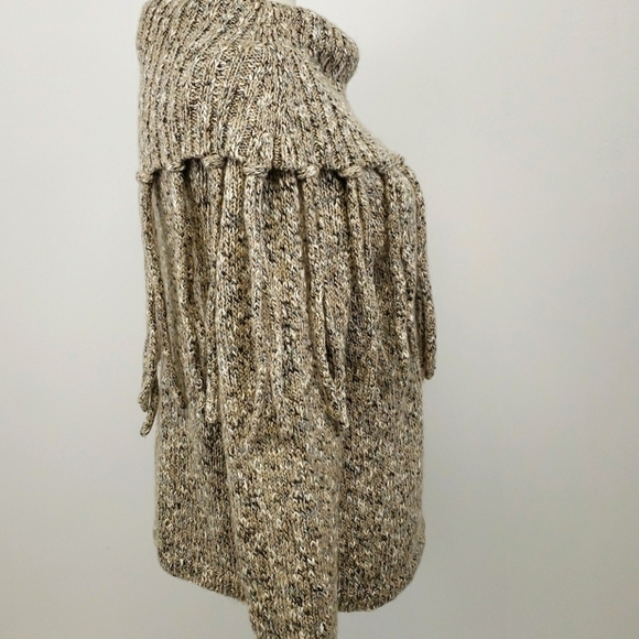 Chico's Cowl Neck Sweater Tan Metalic Size 1Petite - Picture 2 of 10